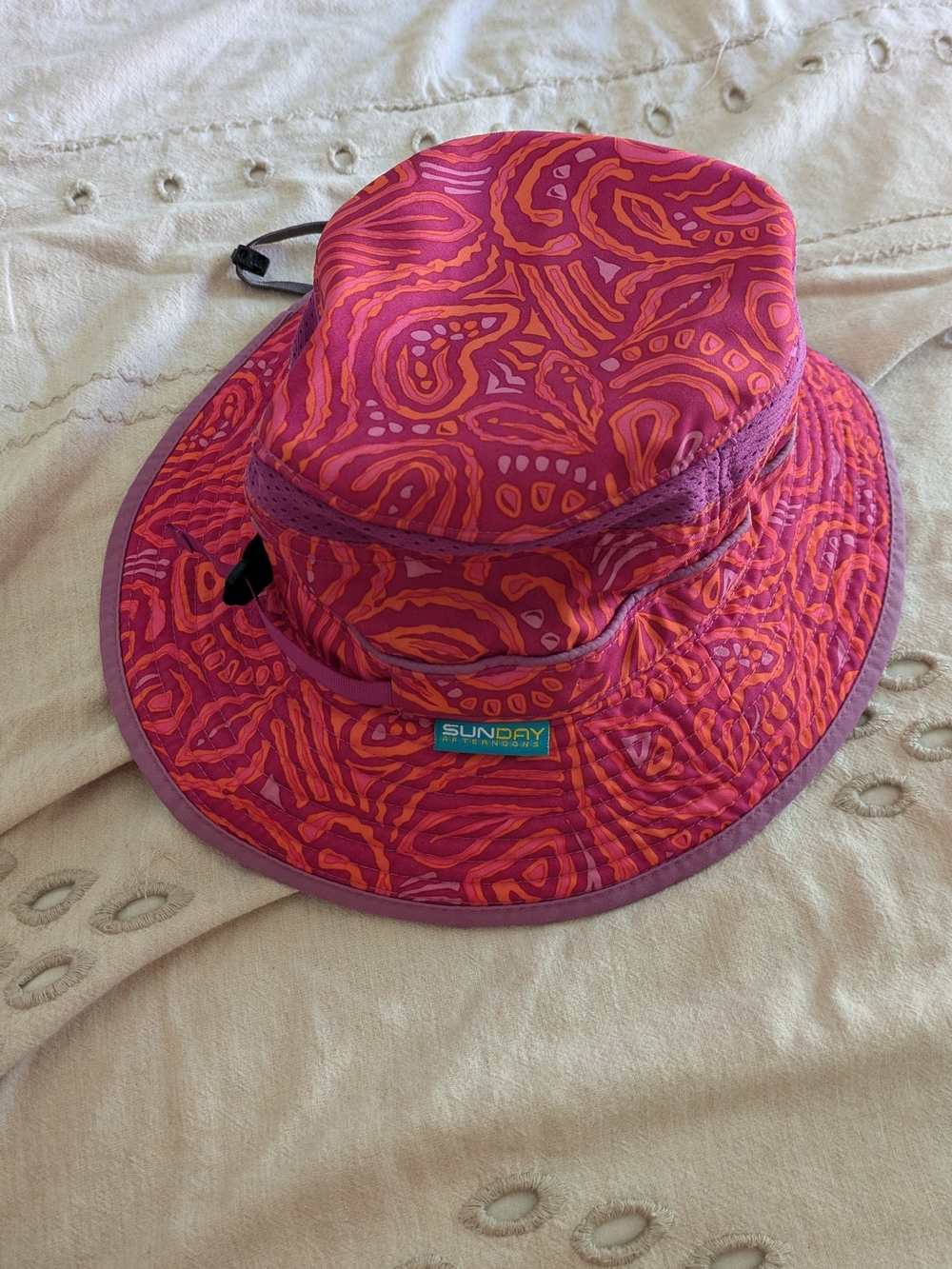 Kids Sundry Sun Hat Pink & Orange Patterned Sun Hat - Size 5